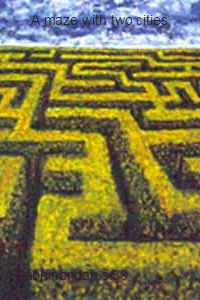 A maze with two cities